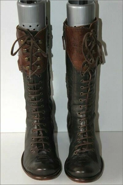 Botas con cordones IKKS Mi marrón oscuro forradas de cuero T 37 TBE Foto 3 de 4