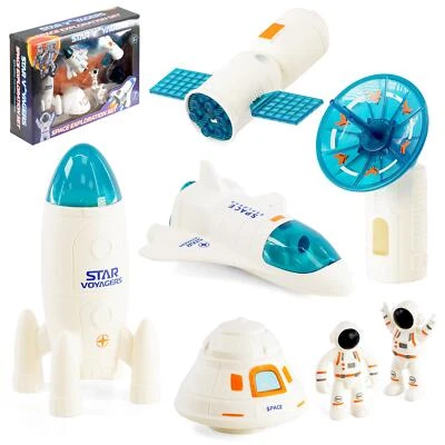 THE MAGIC TOY SHOP 7 Pcs Space Exploration Set Toy for Kids with 2 Astronauts Rocket Space Shuttle