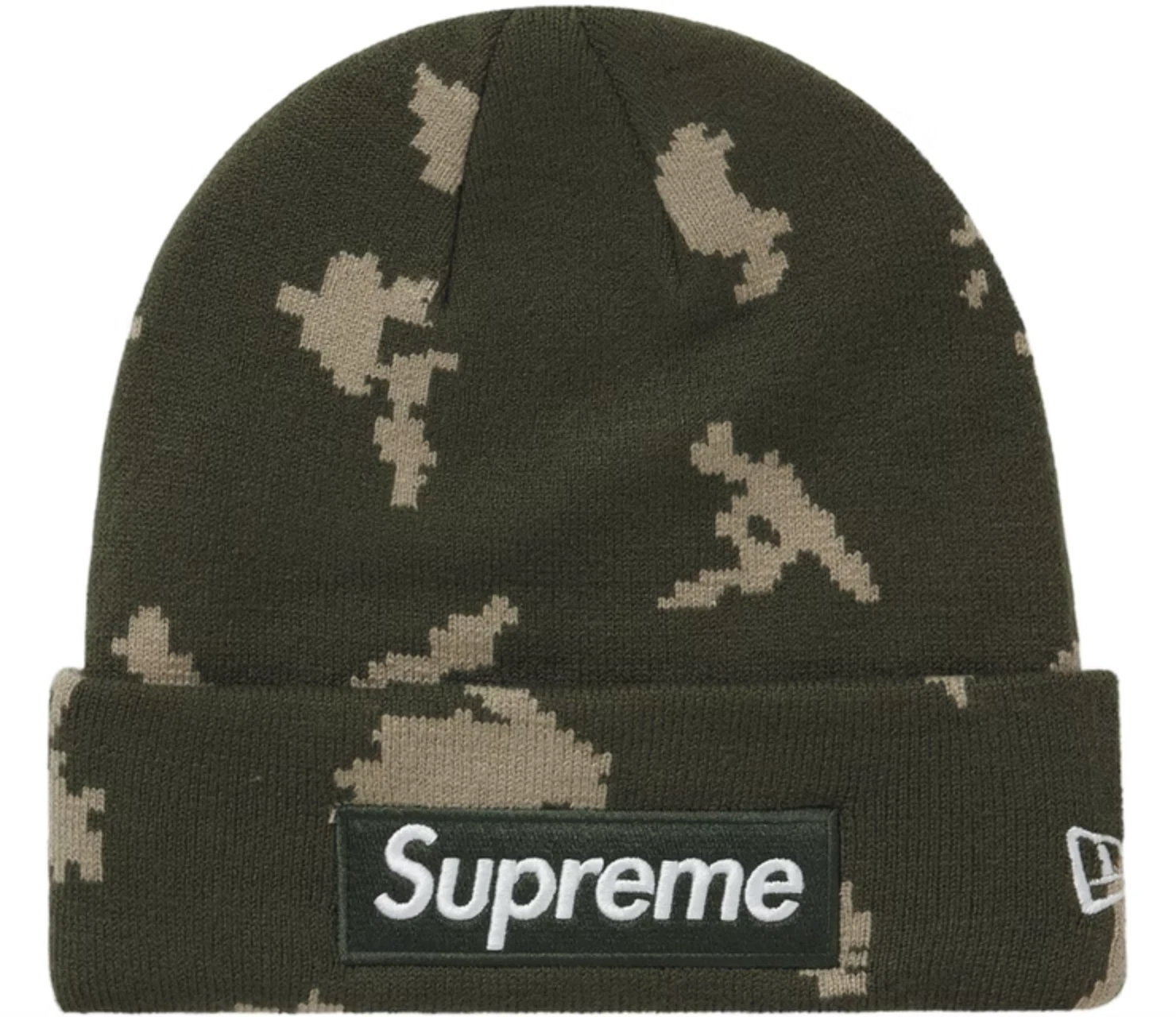 NEUF Supreme New Era Box Logo Beanie Olive Camo Russe FW21 Taille Unique