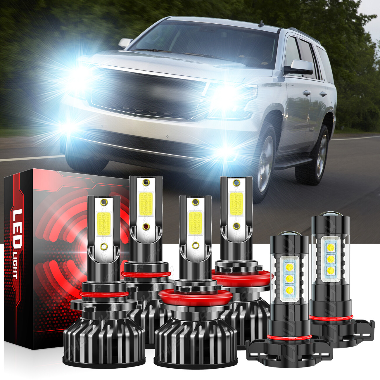 2007-2014 Chevy Suburban Tahoe LED Headlight & Fog Light Combo Kit  