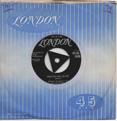 JOHNNY MADDOX yellow dog blues*sugar train 1958 UK LONDON TRI-CENTRE 7'' 45