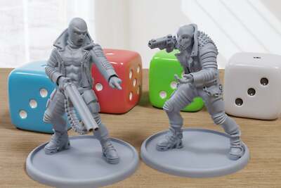 Armed Robbers - 3D Printed Proxy Minifigures for Sci-fi / Cyberpunk Miniature Ta