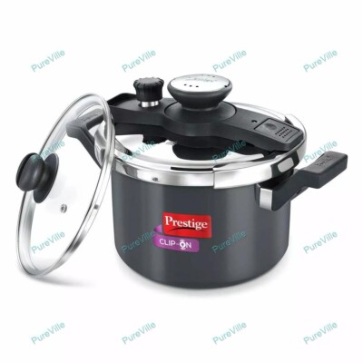 Prestige Clip Aluminium Pressure Cooker with Glass Lid Litres,