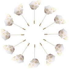 12Pcs Artificial Rose Corsages Ivory Boutonniere for Men Wedding  Party