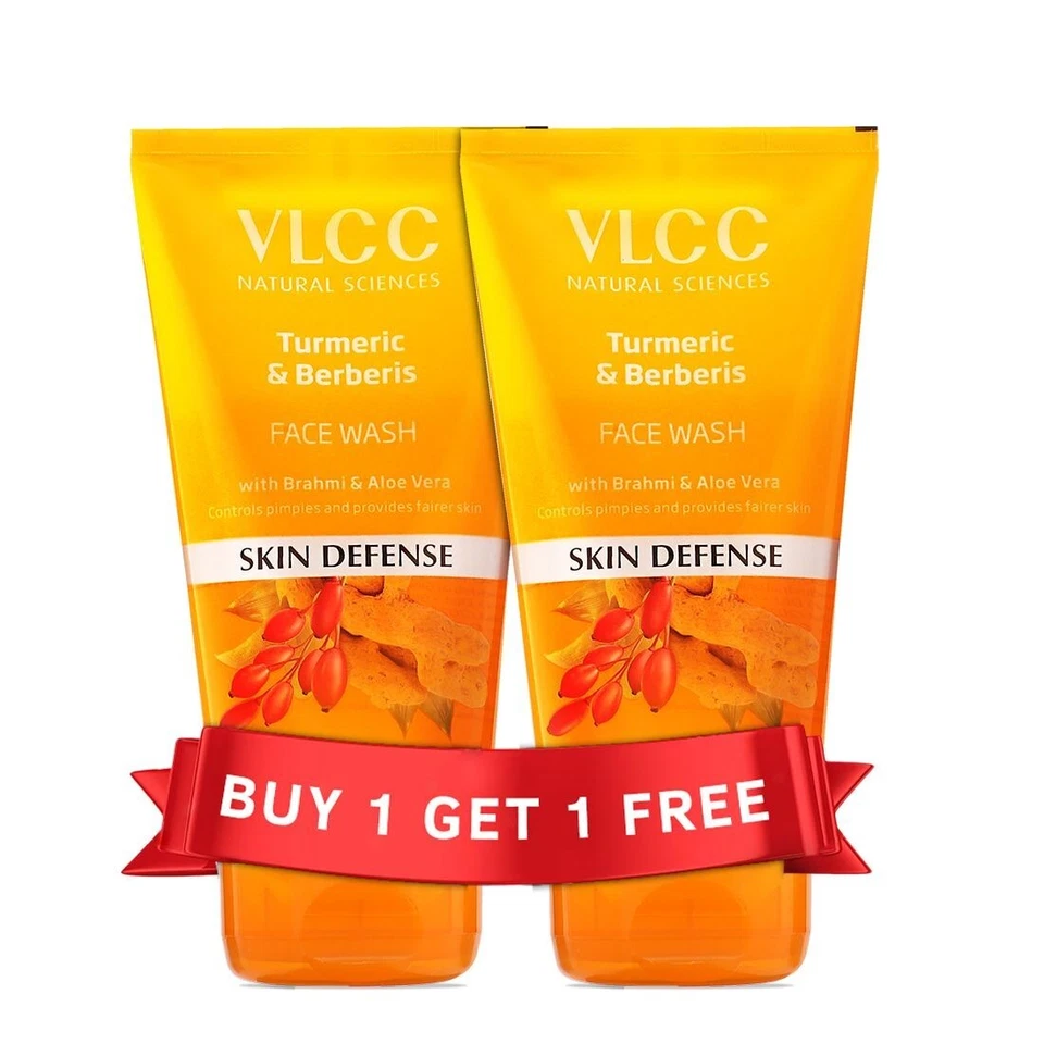 VLCC Turmeric & Berberis Face Wash For Controls pimples & Fair Skin 150g+150g - Image 2 of 4