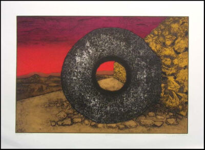 Dean Meeker ''Ball Court #1''H.Signed Intaglio Collagraph Artwork Make Offer