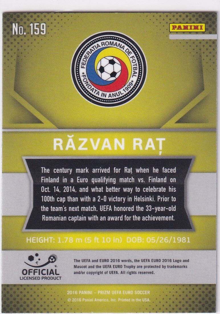 Panini Prizm Soccer Uefa Euro 2016 No. 159 Razvan Rat | eBay.de