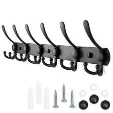 Appendiabiti a Parete,Ganci Appendiabiti Attaccapanni da Muro Nero Opaco 6 gance