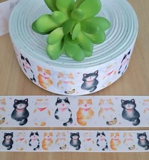 7/8 or 1.5" 1 YD Kitty Cat Grosgrain Ribbon Animal Feline Hair Bow Cat Collar