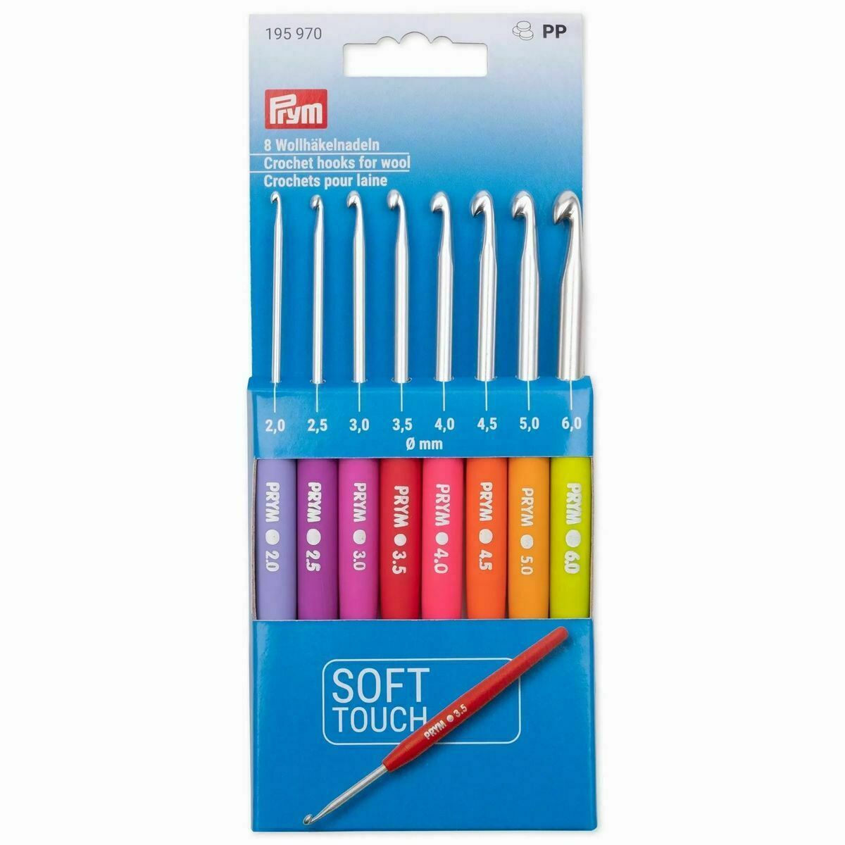 Prym Soft Grip Crochet Hook Set of 8 hooks 2mm-6mm 195970