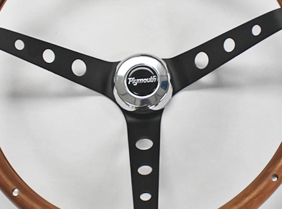 61-66 Barracuda Cuda Fury Belvedere Grant Wood Steering Wheel Black Spokes 15" - Image 2 of 4