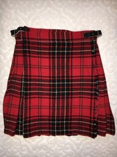 Children  s Tartan Wool Skirt red black KILT ClanLaird Scotland WOOL Vintage Adj