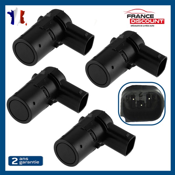 Partsline 3 Pin 4 Sensor Einparkhilfe Vorne Schwarz Eckig Renault Clio III-image