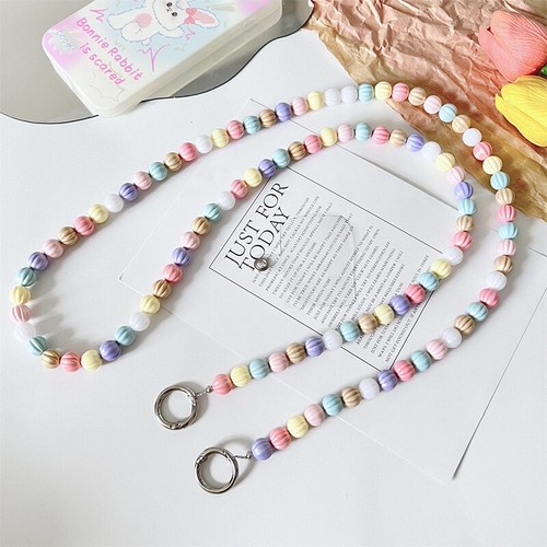 Crossbody Lanyard Necklace Strap Macaron Color Beads Universal Long Hanging Rope - Zdjęcie 4 z 11