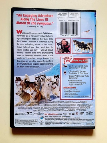 Eight Below DVD Walt Disney Paul Walker True Story Family 2006 PG Free Shipping - Picture 3 of 3
