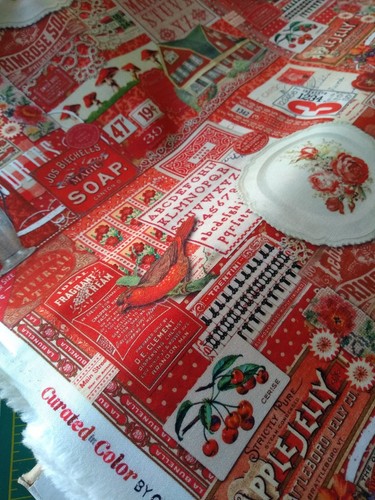 CATHE HOLDEN'S CURATED IN COLOR RED TONAL EPHEMERA. FAT QUARTER. MODA FABRICS - Picture 2 of 3