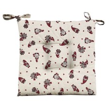 N. 4 cuscini coprisedia per cucina con laccetti GNOMO INNAMORATO stile tirolese 