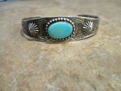 LARGER OLD  Fred Harvey Era Navajo Sterling Silver Turquoise OWL Bracelet