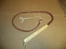  Brown Leather  Bullwhip With Wood Handle  Youth Size  4.5 Ft    Cowboy/Buckaroo