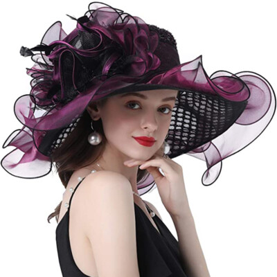 green emerald velvet dress Black Wide Brim Hats for Women Big Bowknot Formal Church Occasion Kentucky  Cap Lady Wedding Cocktail Tea Party Dress Flat Top Fascinators at Amazon  Women's Clothing store main image 1