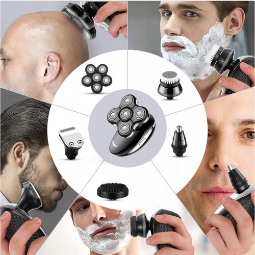 Afeitadora de cabeza eléctrica inalámbrica para hombre 5 en 1 litio recargable afeitadora calva - Imagen 8 de 13