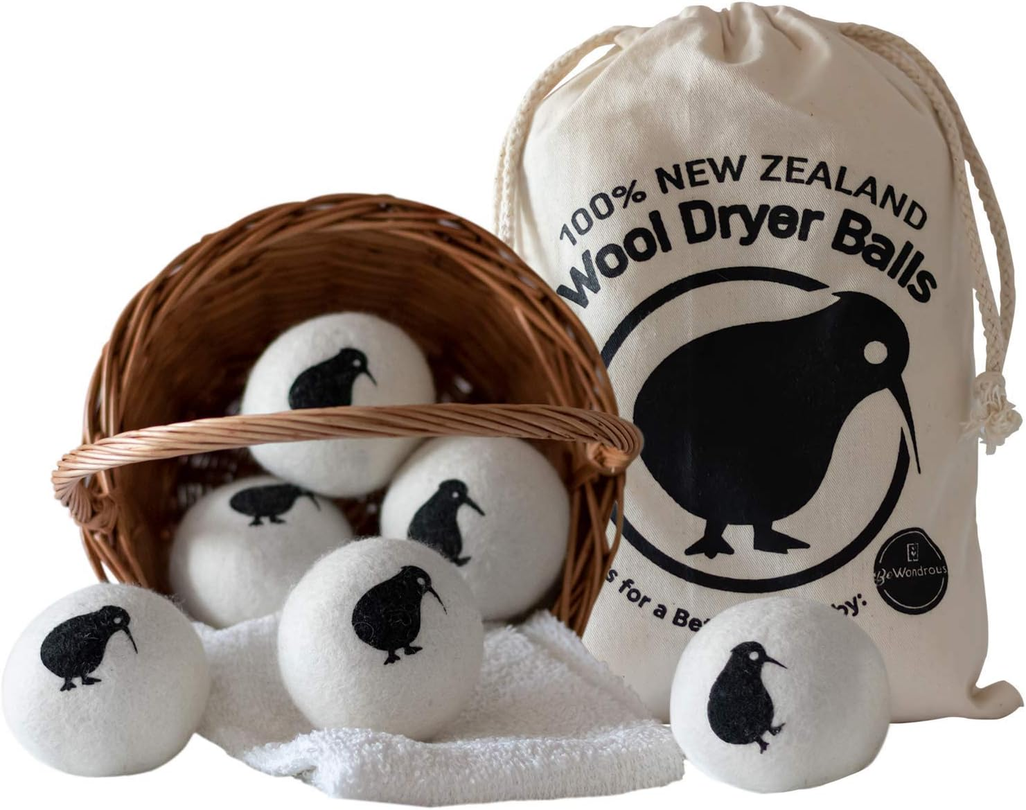 Wool Dryer Balls XL, 100 New Zealand Organic Wool Reusable Natural