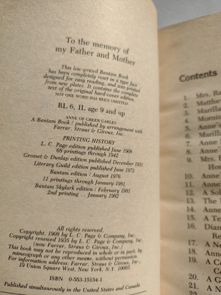 Anne Of Green Gables By L. M. Montgomery -1982 -PB -Bantam Skylark -Ex Library  - Image 4 of 4