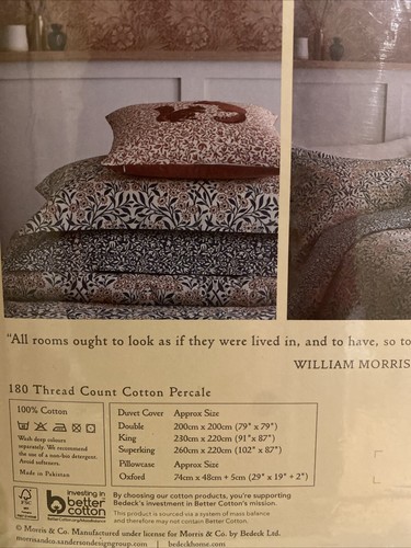 Morris & Co "Michaelmas Daisy" Double Duvet Cover SET, Reversible, RRP £160 - 第 6/7 張圖片