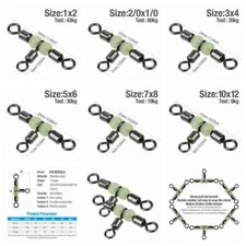 20/50/100 Pcs 3-Way Fishing Swivel Connector T-Turn Swivels Bass Luminous Beads