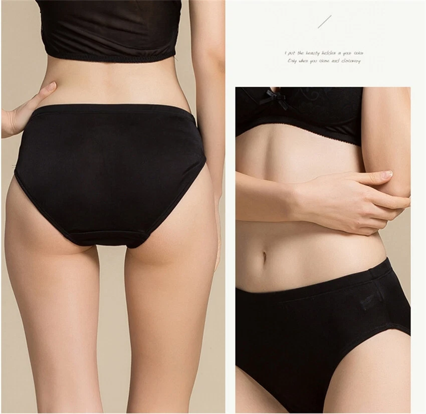 3pairs/lot Knitted Pure Silk Women Panties Mulberry Silk Low-waisted  Briefs Set - Image 4 of 4