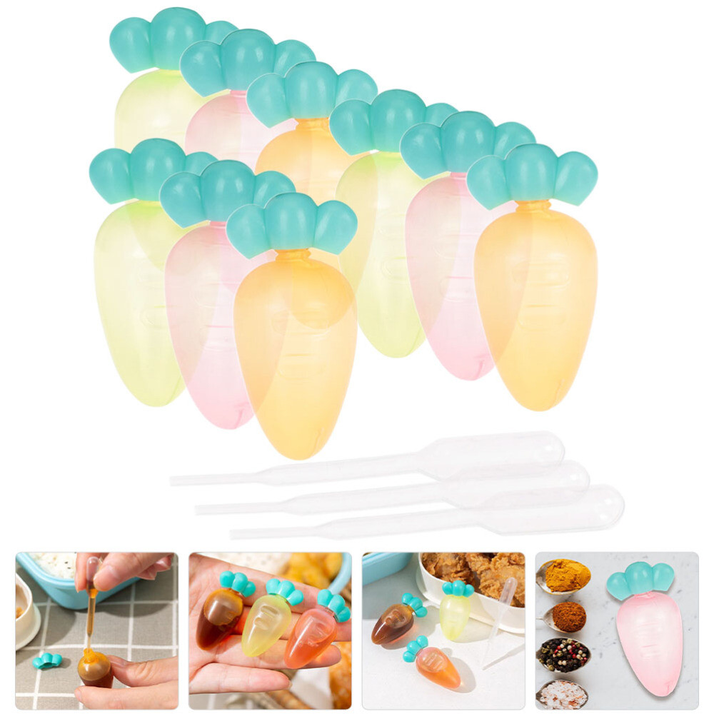 9-Piece Mini Carrot-Shaped Squeeze Bottles for Sauces and Condiments
