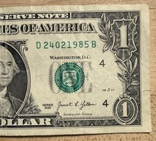 February 24 , 1985 $1 Dollar Bill Birthday Note Fancy Serial D24021985B 2021