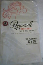 VINTAGE PEPPERELL RED LABEL FINE MUSLIN 100% COTTON PILLOWCASES (2) WHITE NEW!