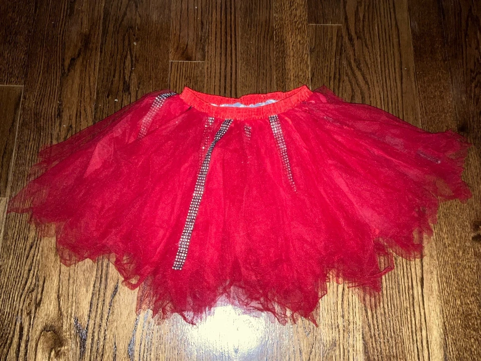 Falda roja de tul y brillante para bailar/disfraz, talla única para adulto Foto 2 de 2