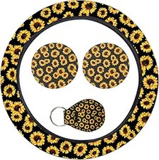 4PCS Sunflower Car Accessories Set, Fashion Anti-Slip 14-15 I Color: Sunflower