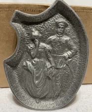 Vintage "Naughty Soldier Lifts Womans Skirt" Double Sided Ashtray Metal