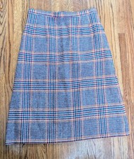Vintage Pendleton Plaid Wool Skirt Size 12 Blue/Red/Gold