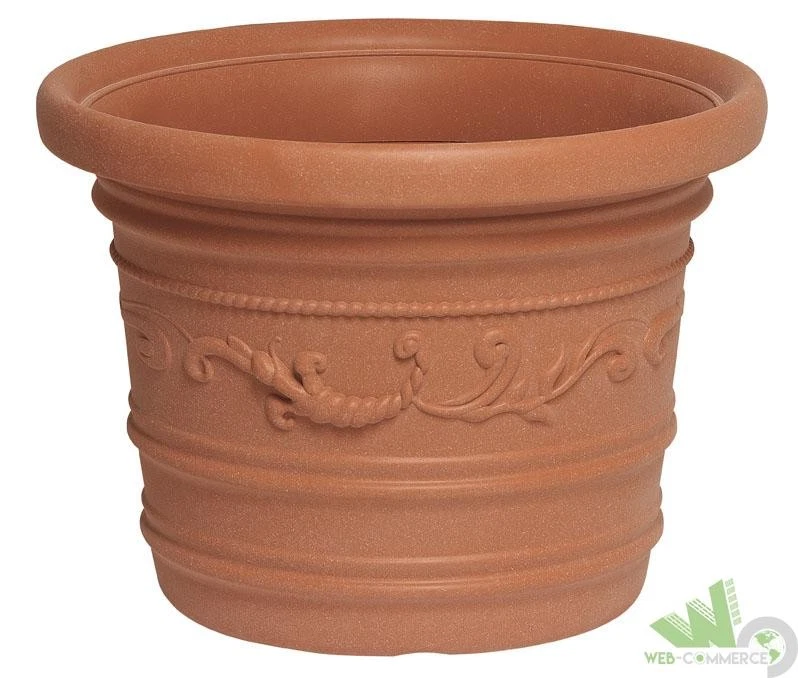 Luzia Vaso Per Fiori In Plastica 13 Cm Rotondo - Effetto Pizzo, Multicolore, Resistente UV E Gelo Per Interni/Esterni - 3