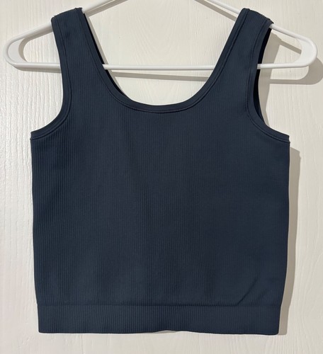 Athleta Girl Rise Above Cropped Rib Tank Top Girls Size XXL/16 Blue