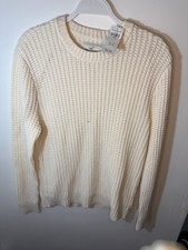 Hollister Waffle Knit Sweater   Cream   Size Large   Soft Textured Crewneck