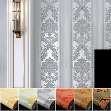 9.5M Vintage Luxury Stripe Gold Damask Wallpaper Embossed Textured Non-woven