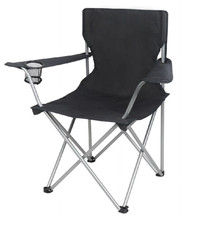 Ozark Trail Portable Quad Folding Camp Chair with Built-In Cup Holder   Black