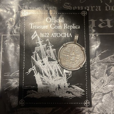 Sterling Silber Piraten Münze ''2 Reale'' Replik Atocha Schiffbruch Münze Anhänger