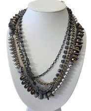 Cookie Lee Multi-strand Necklace Faux Pearls Faceted Beads Beaded Rhinestones