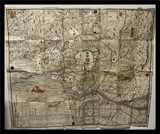 Mappa xilografia giapponese antica chizu Tokyo EDO Castle
