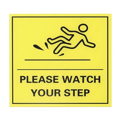 8'' x 8'' Please Watch Your Step Sign, 1 Pcs Warning Sign, Yellow with Black Text
