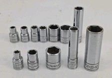 12pc Vintage S-k Tools 14 Drive Socket Lot Sae Metric Deep Usa Sk