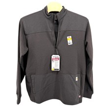 NEW Carhartt FR Pullover Mens XLT Tall Fleece Grey Flame Resistant Rain Defender