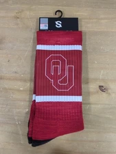 P1 NEW STRIDELINE OKLAHOMA OU SOONERS Mens Socks Crew Pair Size M/L