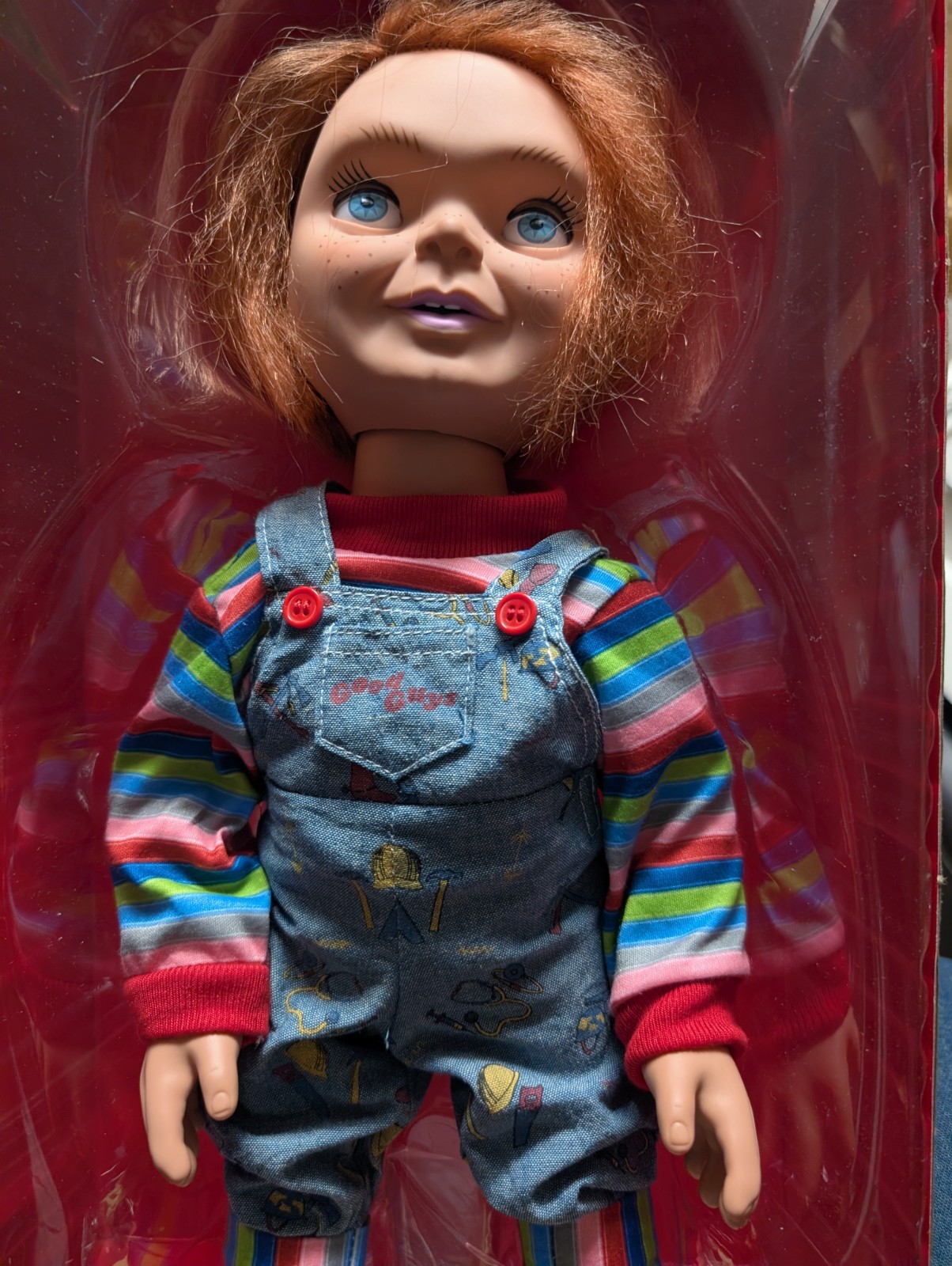 Read Mezco Child's Play Happy Good Guy Chucky Doll Mega Size 15" Talking Figure